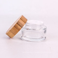 wholesale cosmetic containers face cream  60 clear glass jar with bamboo lid